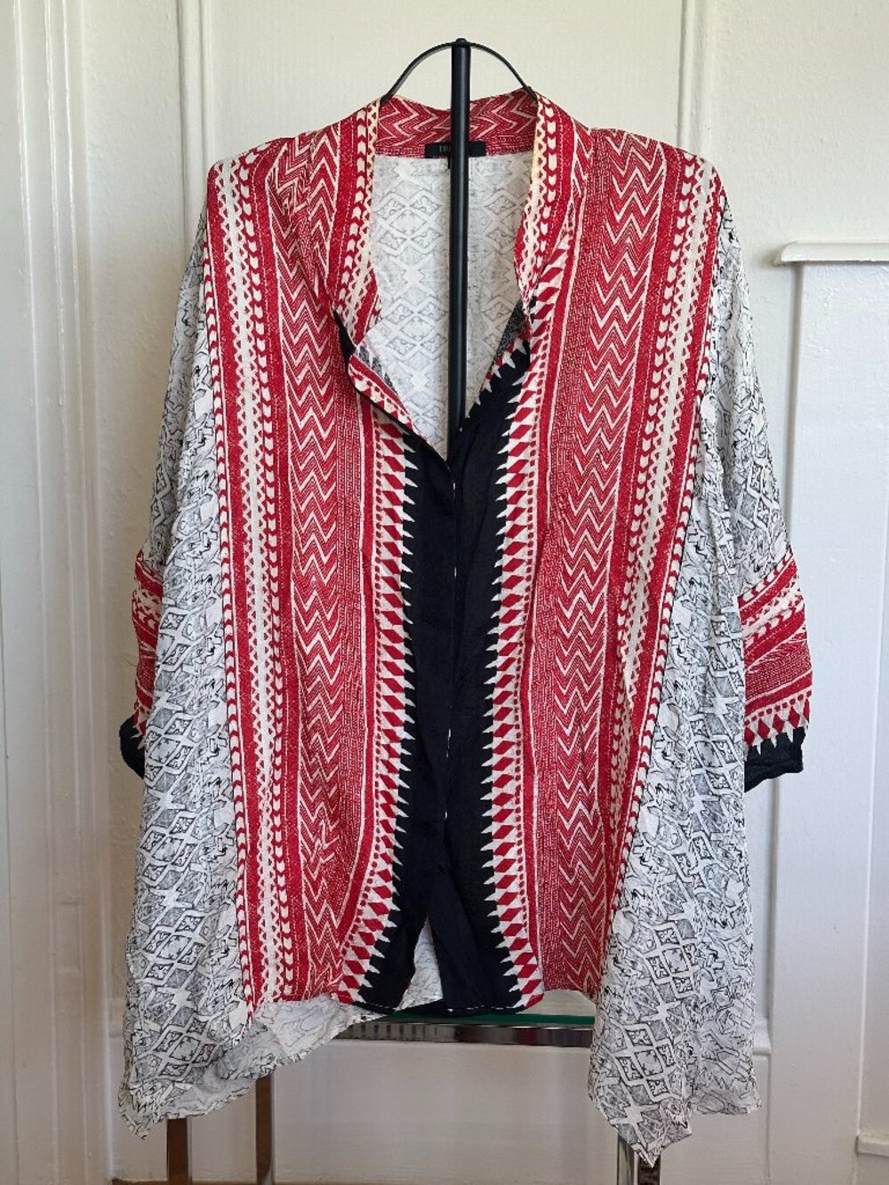 100% Silk Plus Size 2X Draped Open Jacket | Boho Lagenlook Layering Piece